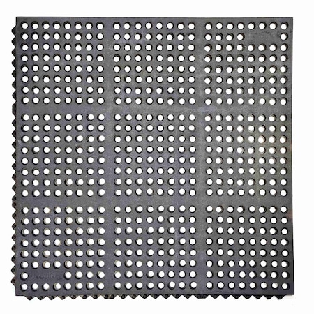 Rhino Mats E-Series Drainage Mat, Rubber, Drainage Holes, 3 ft W x 3 ft L, Black E3-3636B
